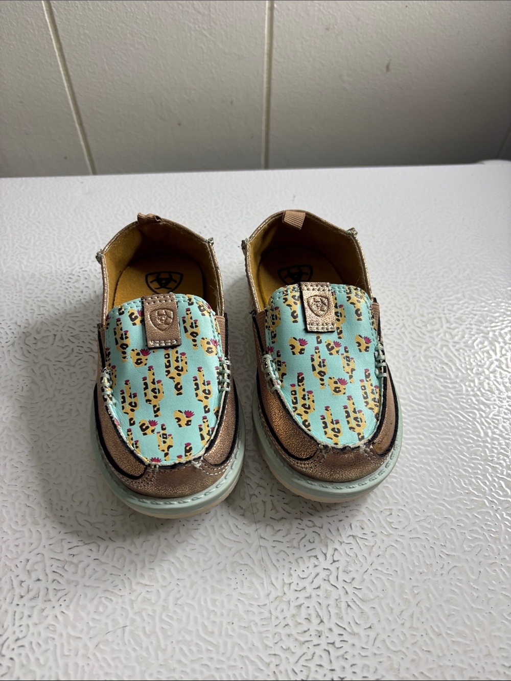 Kids Slip-On Casual Shoes in Mint and Brown